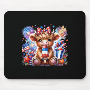 4th Of July Cow Popsicle Firework Usa American Mouse Pad