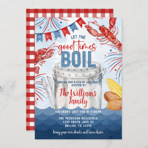 4th of July Crawfish Boil Party Invitation Invite