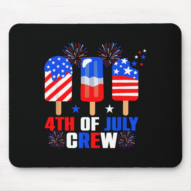 4th Of July Crew Funny Independence Day Flag Mouse Pad (Front)