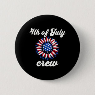 4th Of July Crew Usa Flag 6 Cm Round Badge
