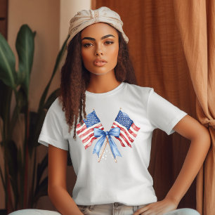 4th of July Crossed Flags Independence day T-Shirt