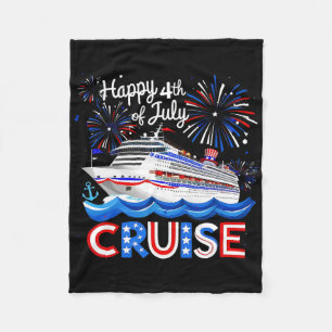 4th Of July Cruise Ship Fireworks Usa Patriotic Gi Fleece Blanket