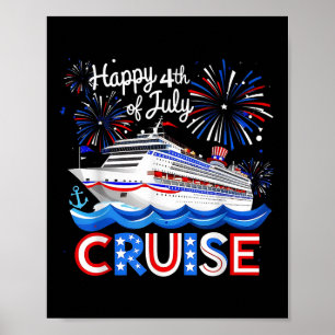 4th Of July Cruise Ship Fireworks Usa Patriotic Gi Poster