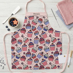 4th of July Cupcakes Pink Patriotic Apron