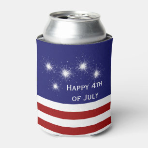 4th of July Customisable Can Cooler with Fireworks