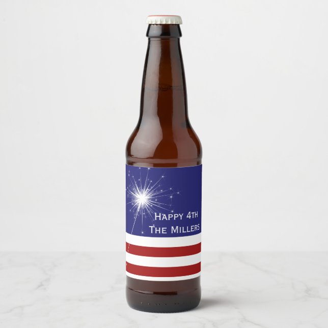 4th of July Customisable Label with Name (Front)