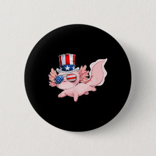 4th Of July Cute Axolotl Independence Day Usa Gles 6 Cm Round Badge