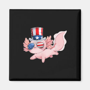 4th Of July Cute Axolotl Independence Day Usa Gles Magnet