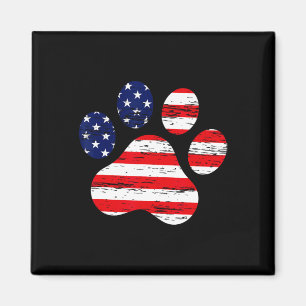 4th Of July Cute Dog Paw Usa American Flag Indepen Magnet