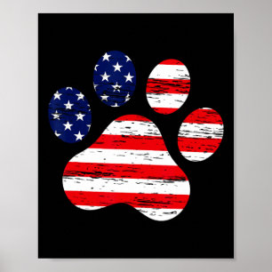 4th Of July Cute Dog Paw Usa American Flag Indepen Poster