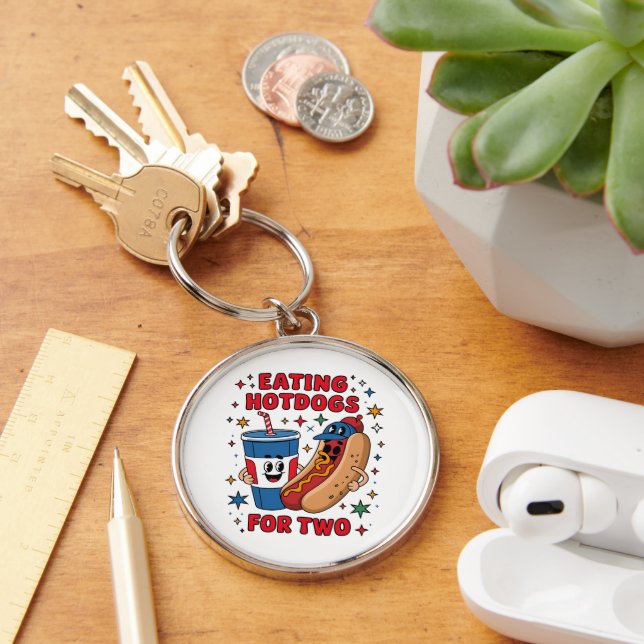 4th Of July Cute Hotdogs Key Ring (Desk)