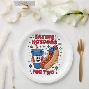 4th Of July Cute Hotdogs Paper Plate