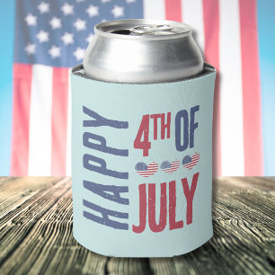 4th Of July Cute Patriotic USA American Flag Can Cooler