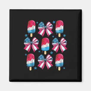 4th Of July Cute Popsicle Bows Patriotic Women Kid Magnet