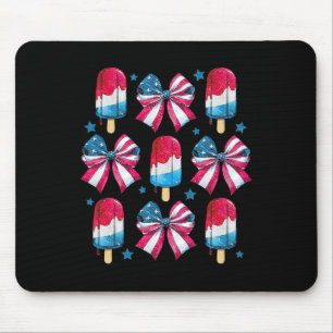 4th Of July Cute Popsicle Bows Patriotic Women Kid Mouse Pad