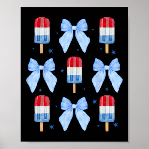 4th Of July Cute Popsicle Bows Patriotic Women Kid Poster