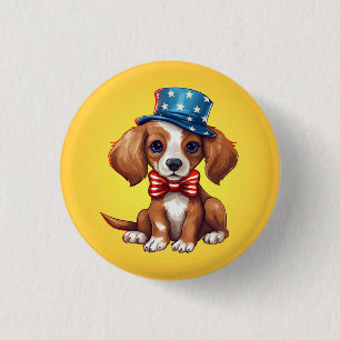 4th Of July Cute Puppy Dog-71009 3 Cm Round Badge