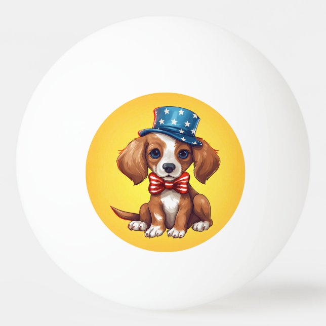 4th Of July Cute Puppy Dog-71009 Ping Pong Ball (Front)