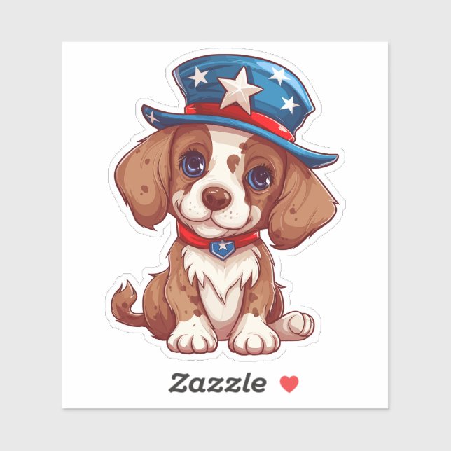 4th of July Cute Puppy With American Hat-71009 (Sheet)