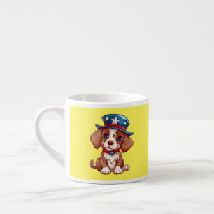 4th of July Cute Puppy With American Hat-71009 Espresso Cup