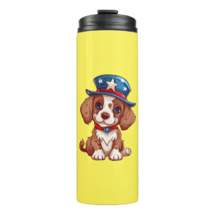 4th of July Cute Puppy With American Hat-71009 Thermal Tumbler