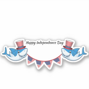 4th Of July Cute Shark Independ Day Usa Flag Glass