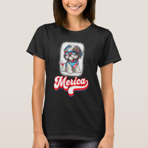 4th Of July Cute Shih Tzu Puppy Dog T-Shirt