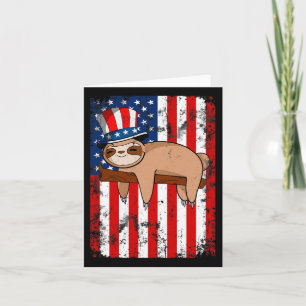 4th Of July Cute Sloth Usa American Flag Independe Card