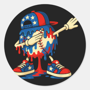 4th Of July Dabbing Sell Drip Ice Cream For Boys U Classic Round Sticker