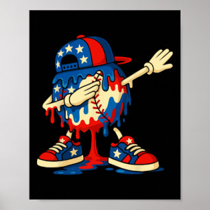 4th Of July Dabbing Sell Drip Ice Cream For Boys U Poster