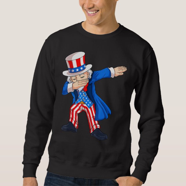 4th Of July Dabbing Uncle Sam American Flag Kids B Sweatshirt (Front)