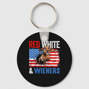 4th Of July Dachshund Dog Shirt Red White And Wien Key Ring