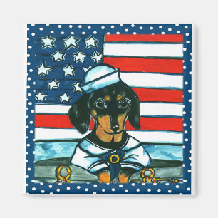 4th of July Dachshund Magnet