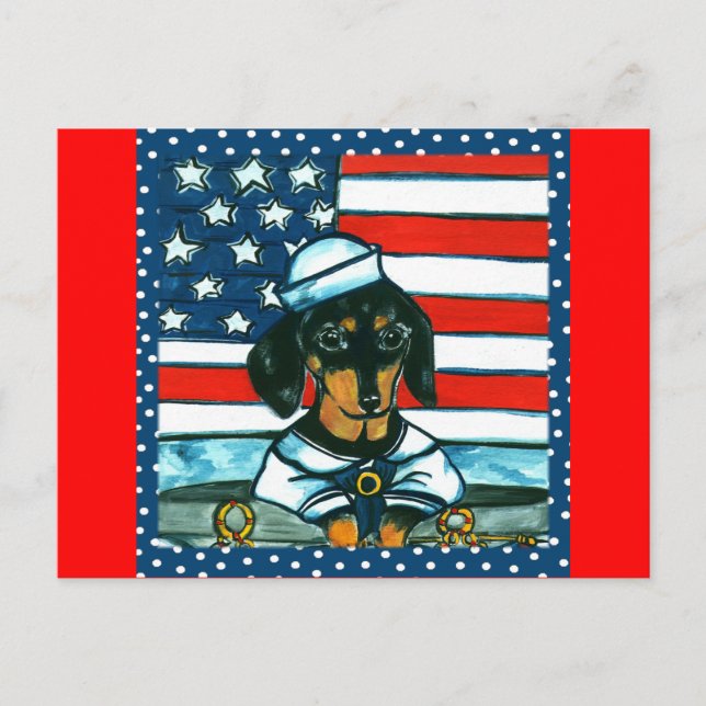 4th of July Dachshund Postcard (Front)