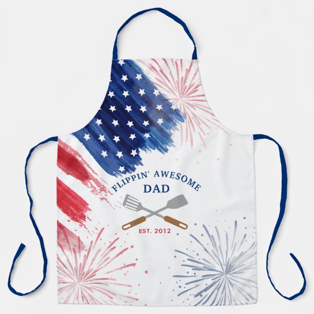4th of July Dad Holiday BBQ Custom Apron (Front)