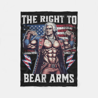 4th Of July Dad Usa Flag 2nd Bear Arms Bodybuildin Fleece Blanket