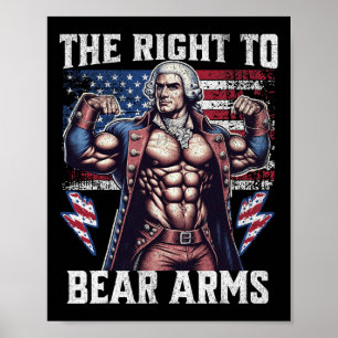 4th Of July Dad Usa Flag 2nd Bear Arms Bodybuildin Poster