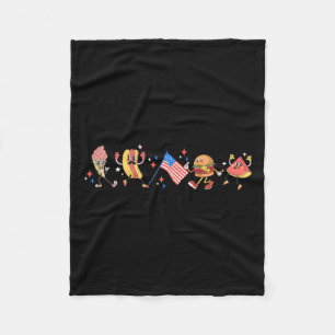 4th Of July Dancing Ice Cream Hotdog Watermelon Us Fleece Blanket