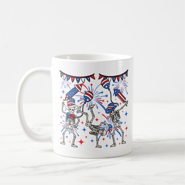 4th Of July Dancing Skeletons Coffee Mug (Left)