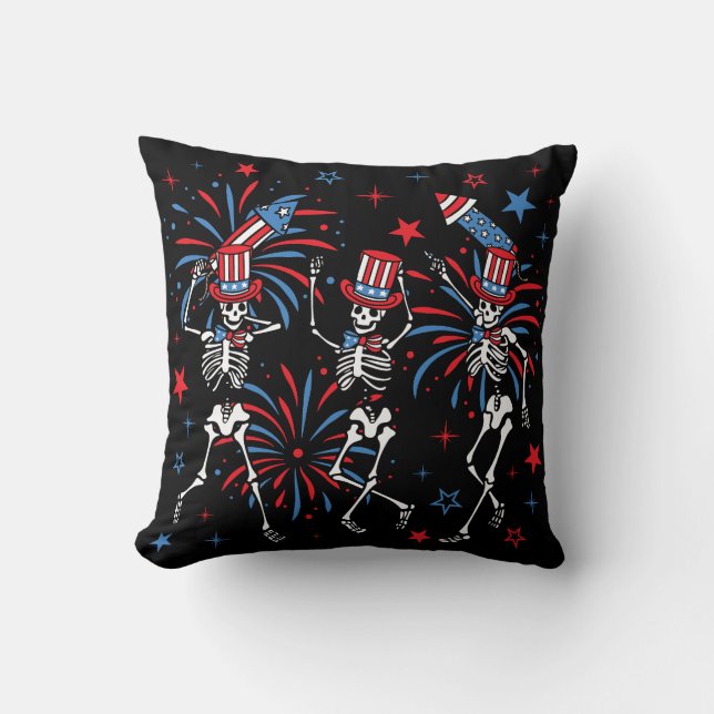 4th Of July Dancing Skeletons Cushion (Front)