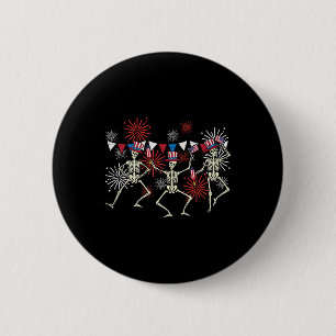 4th Of July Dancing Skeletons Funny Patriotic Men  6 Cm Round Badge