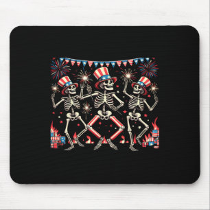 4th Of July Dancing Skeletons Funny Patriotic Men Mouse Pad