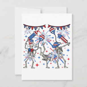 4th Of July Dancing Skeletons Postcard