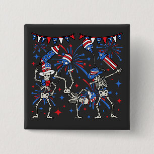 4th Of July Dancing Skeletons Square 15 Cm Square Badge