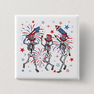 4th Of July Dancing Skeletons Square 15 Cm Square Badge