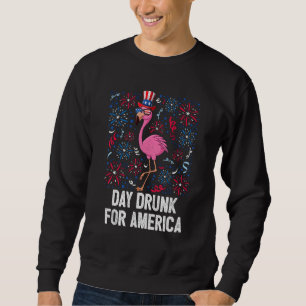 4th Of July Day Drunk Flamingo US Flag Freedom Pat Sweatshirt