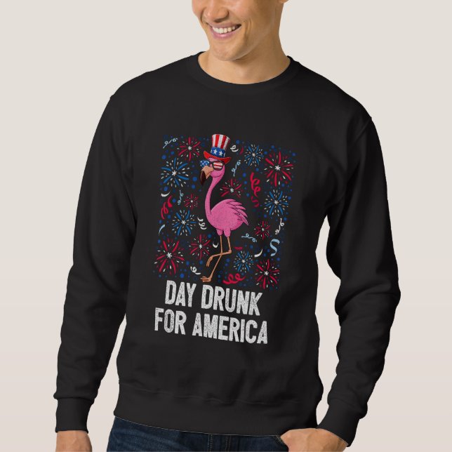 4th Of July Day Drunk Flamingo US Flag Freedom Pat Sweatshirt (Front)