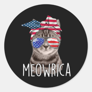 4th Of July Day Of Independence Meowrica meowrica Classic Round Sticker