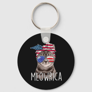 4th Of July Day Of Independence Meowrica meowrica Key Ring