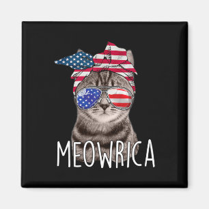 4th Of July Day Of Independence Meowrica meowrica Magnet